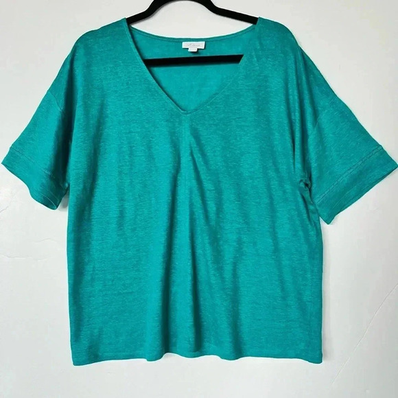 J Jill Love Linen 100% Linen V-Neck Top - Picture 1 of 6